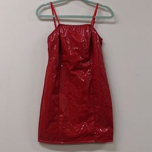 Red Faux Leather Dress (L)